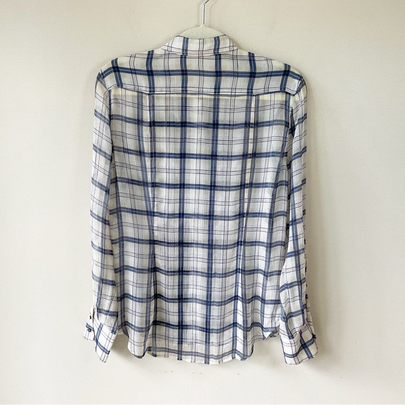 ATM Anthony Thomas Melillo Plaid Silk Shirt in Midnight/Salmon Size M - Picture 5 of 10